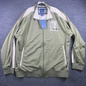Reebok Track Jacket Mens 2XL Green Colorblock Full Zip Logo Lined‎ Athletic